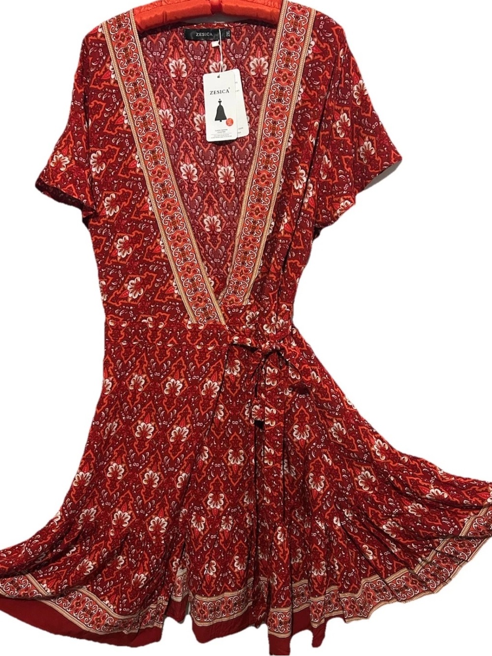 Zesica Dress 2XL NEW Floral True Wrap Flowy Rayon Boho Hippie Sundress XXL NWT